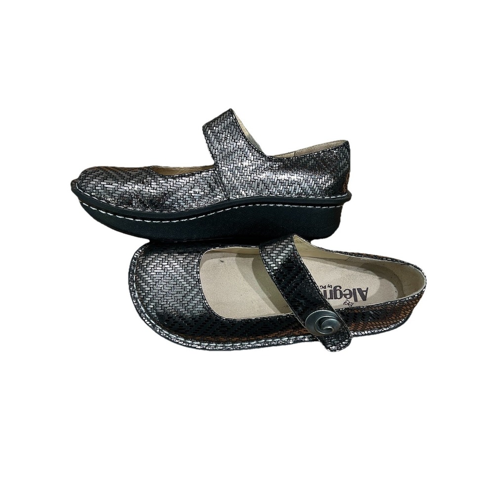 ALEGRIA PAL-532 PEWTER DAZZLER Leather Mary Jane Shoes‎ Women's 37 Retails $140